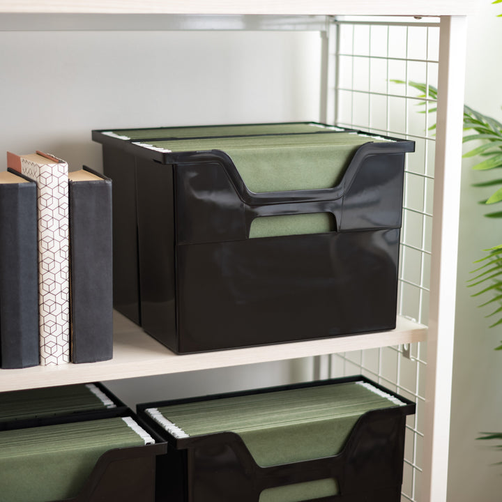 IRIS USA 2021 Edition OTFB-M Open Storage Basket, File Organizer, Medium, Black, 6 Pack - IRIS USA, Inc.