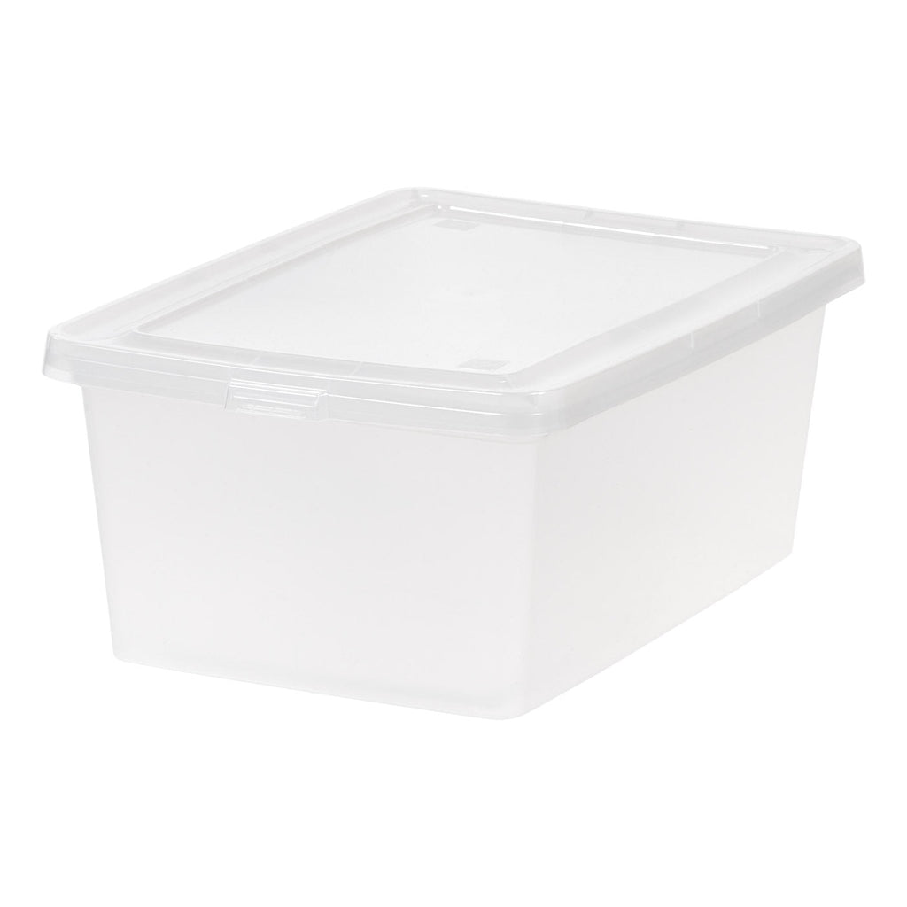 IRIS USA 14.5 Qt Plastic Stackable Storage Container Bin with Latching Lid,  4 Pack - Clear, Nestable Box Tote Closet Organization Toys School Art