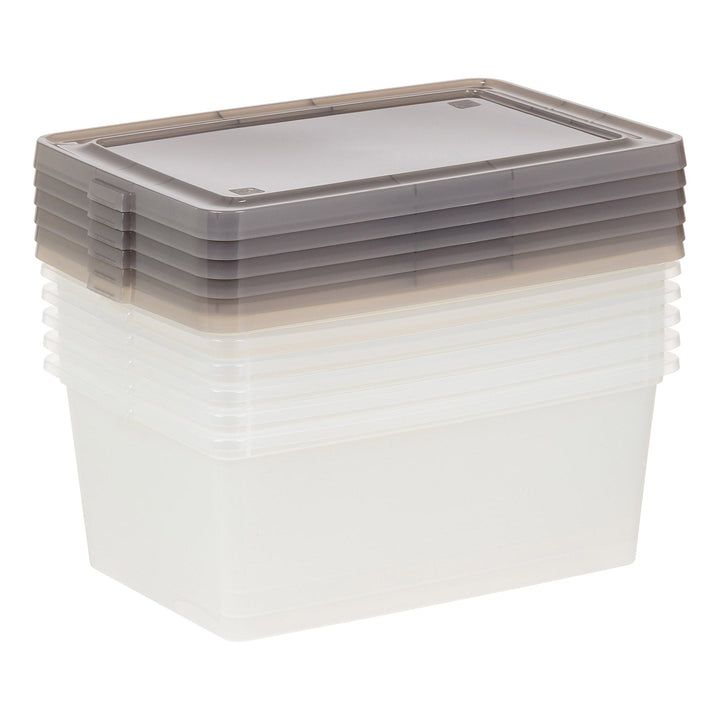 IRIS USA, 3.6 Gallon Snap Top Plastic Storage Box, Clear with Gray Lid, Pack of 6 - IRIS USA, Inc.