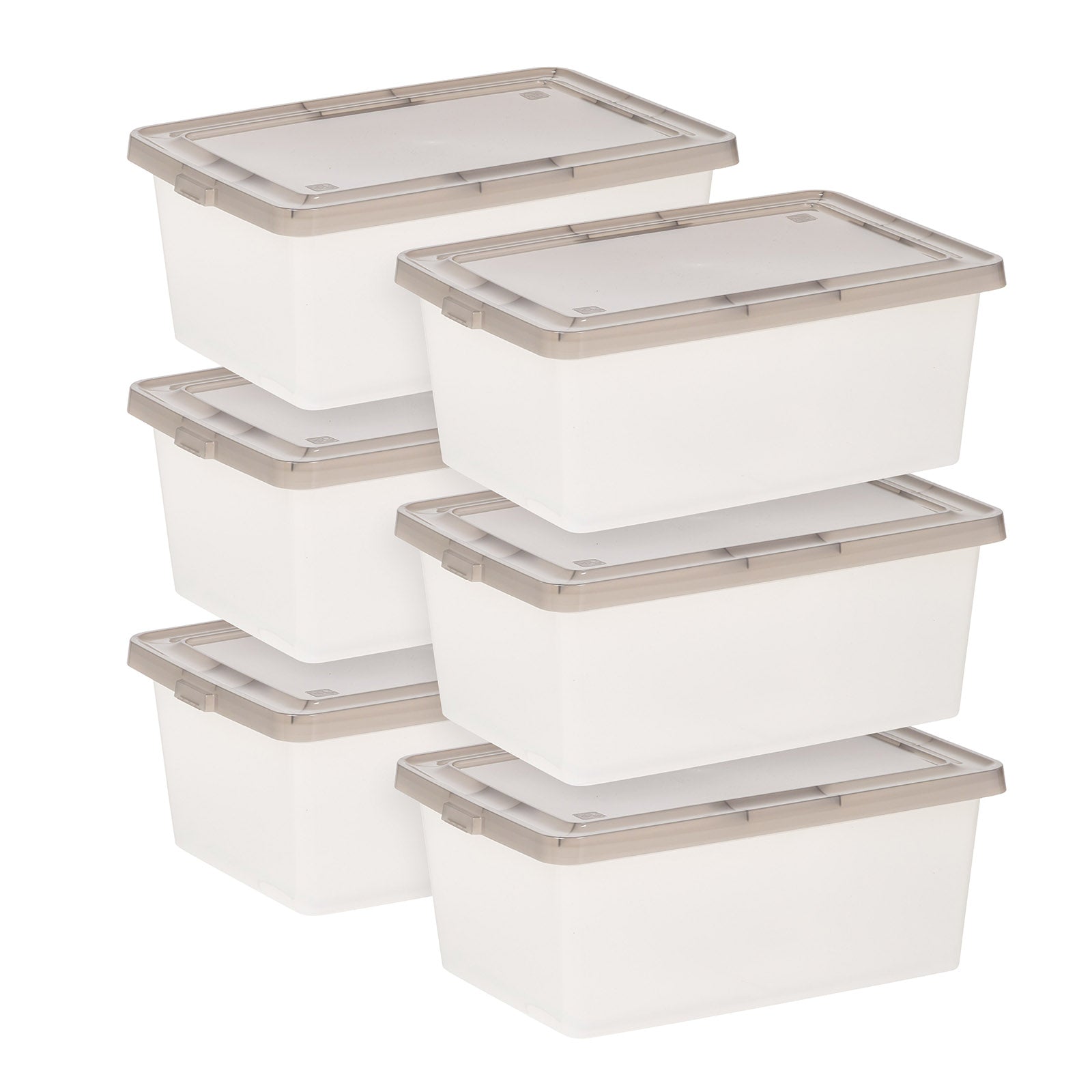 IRIS USA, 3.6 Gallon Snap Top Plastic Storage Box, Clear with Gray Lid,  Pack of 6
