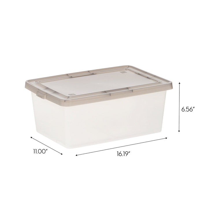 IRIS USA, 3.6 Gallon Snap Top Plastic Storage Box, Clear with Gray Lid, Pack of 6 - IRIS USA, Inc.
