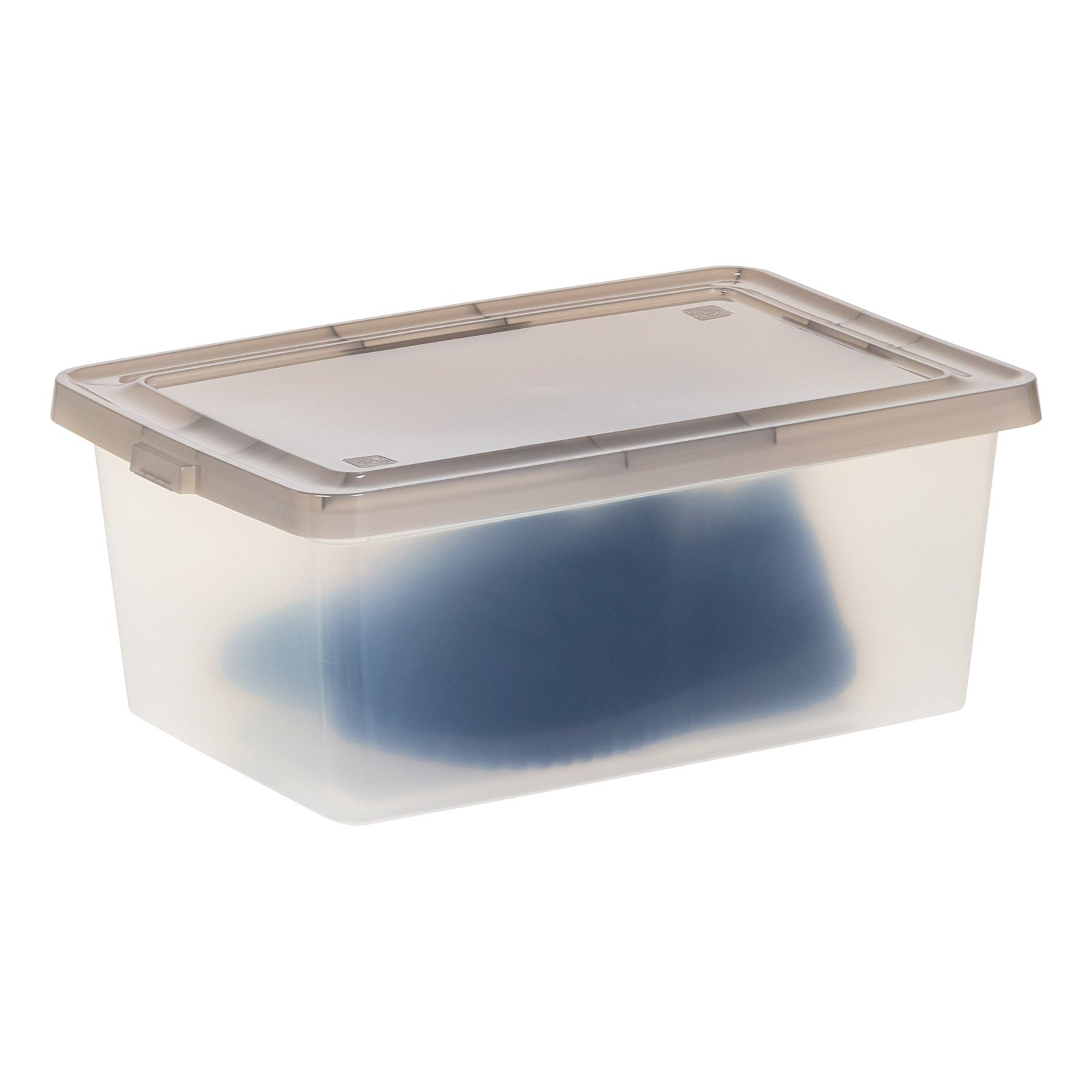 Iris 17 qt. Snap Top Plastic Storage Box in Clear with Gray Lid