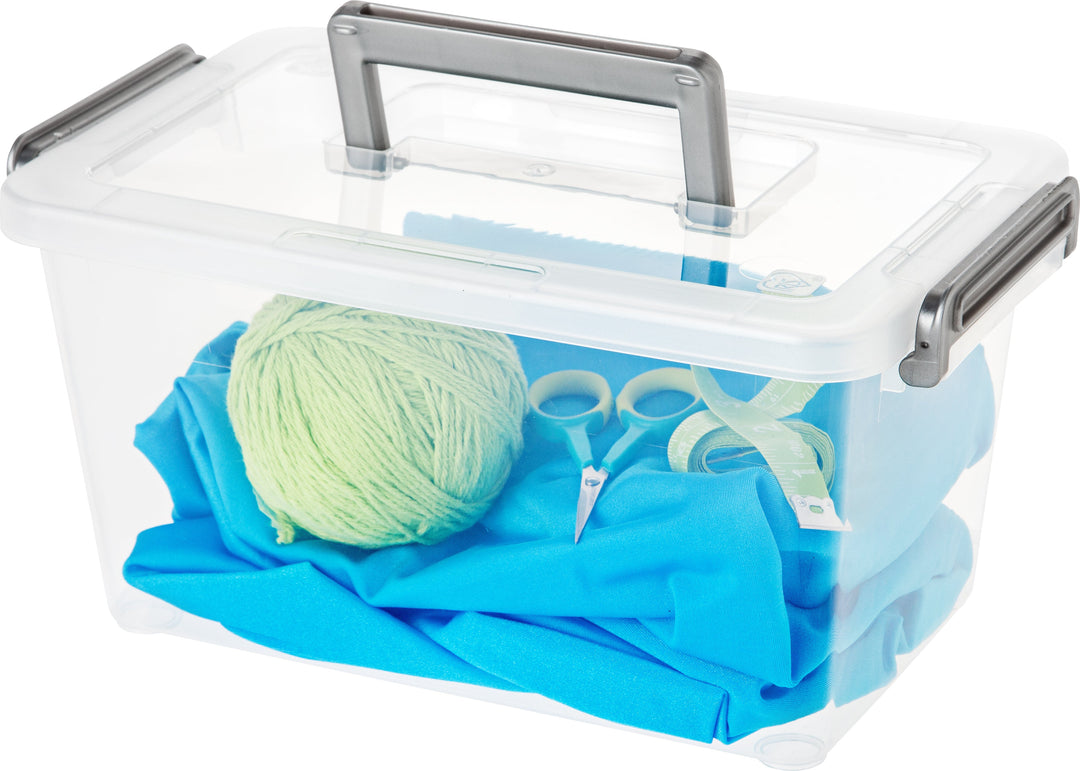 Latching Cover Box Medium Deep Modular Latching Box - Silver Handle, 6 Pack, Clear – IRIS USA