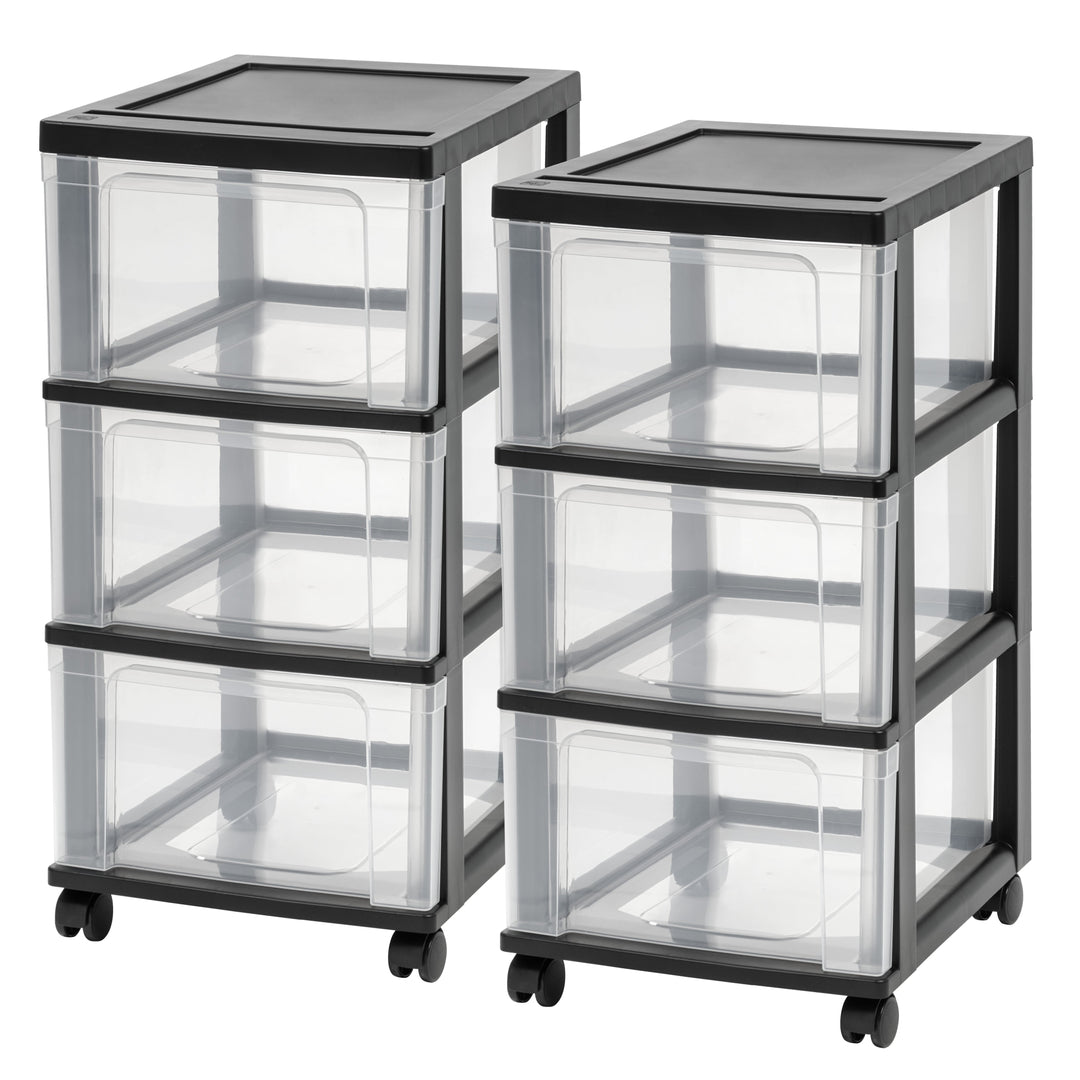 3-Drawer Narrow Cart, 2 Pack, Black - IRIS USA, Inc.