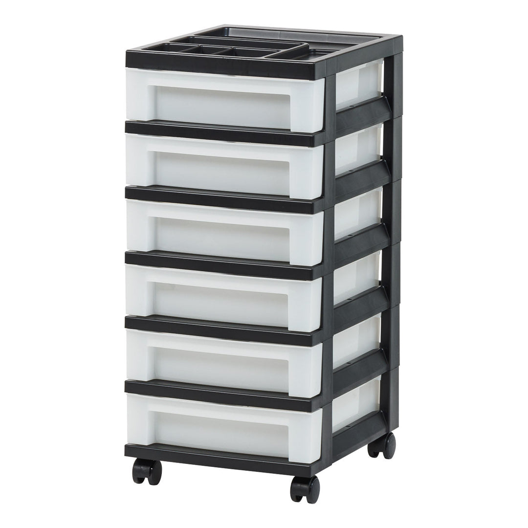 Plastic Storage-Drawer, Organizer-Cart, 3, Black/Pearl - IRIS USA, Inc.