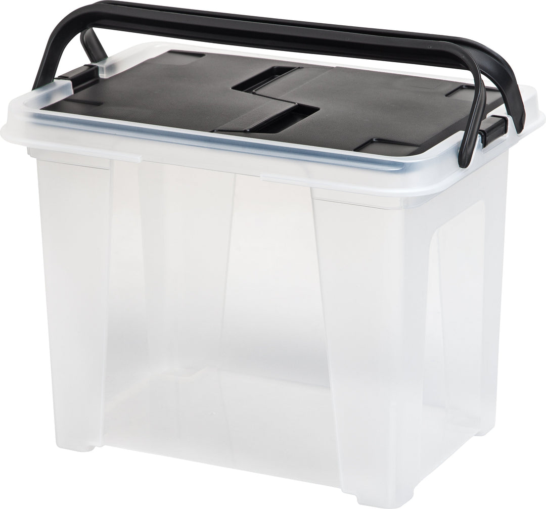 Letter Size Portable Wing-Lid File Box with Handles, 4 Pack, Black - IRIS USA, Inc.