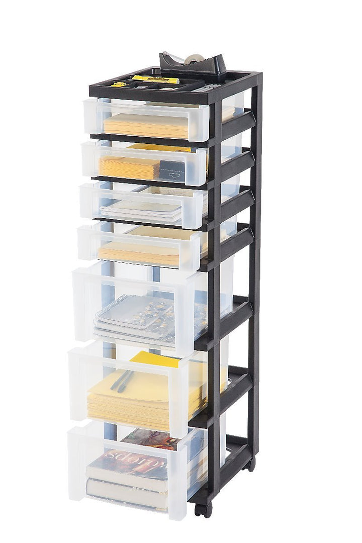 Storage Cart with Organizer Top - 7 Drawer - image 1#color_black