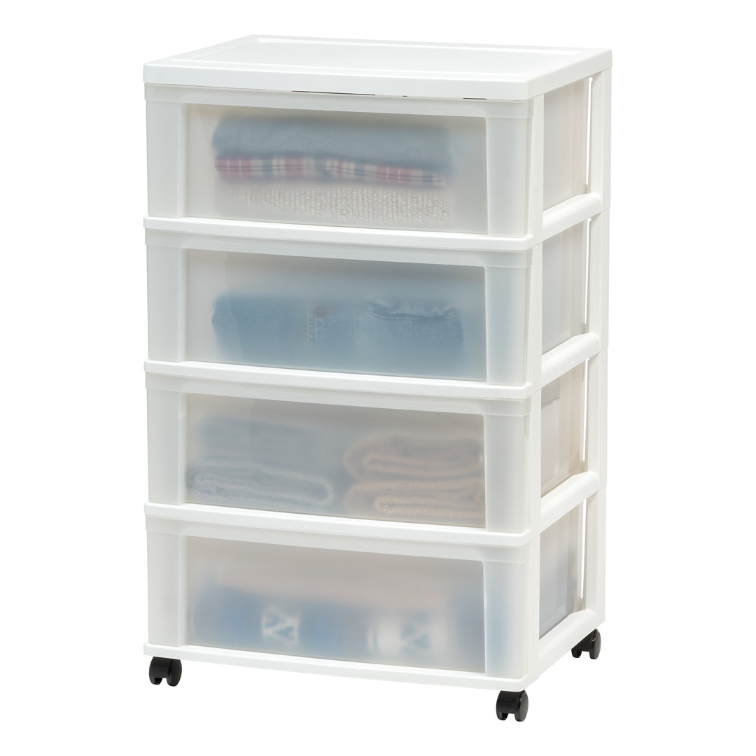 4-Drawer Wide Chest, White/Natural - IRIS USA, Inc.