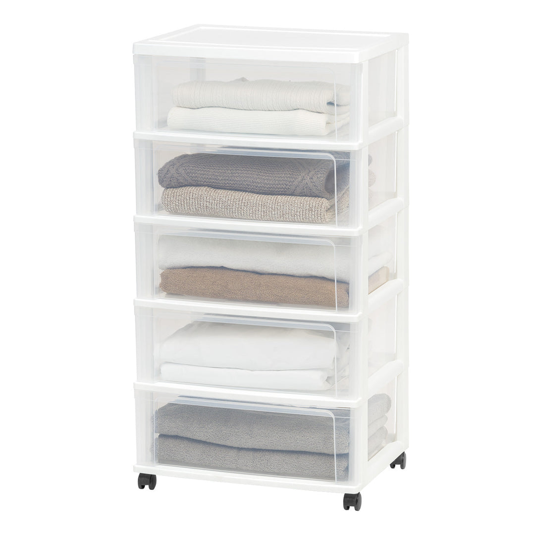 5-Drawer Wide Chest, White/Natural - IRIS USA, Inc.