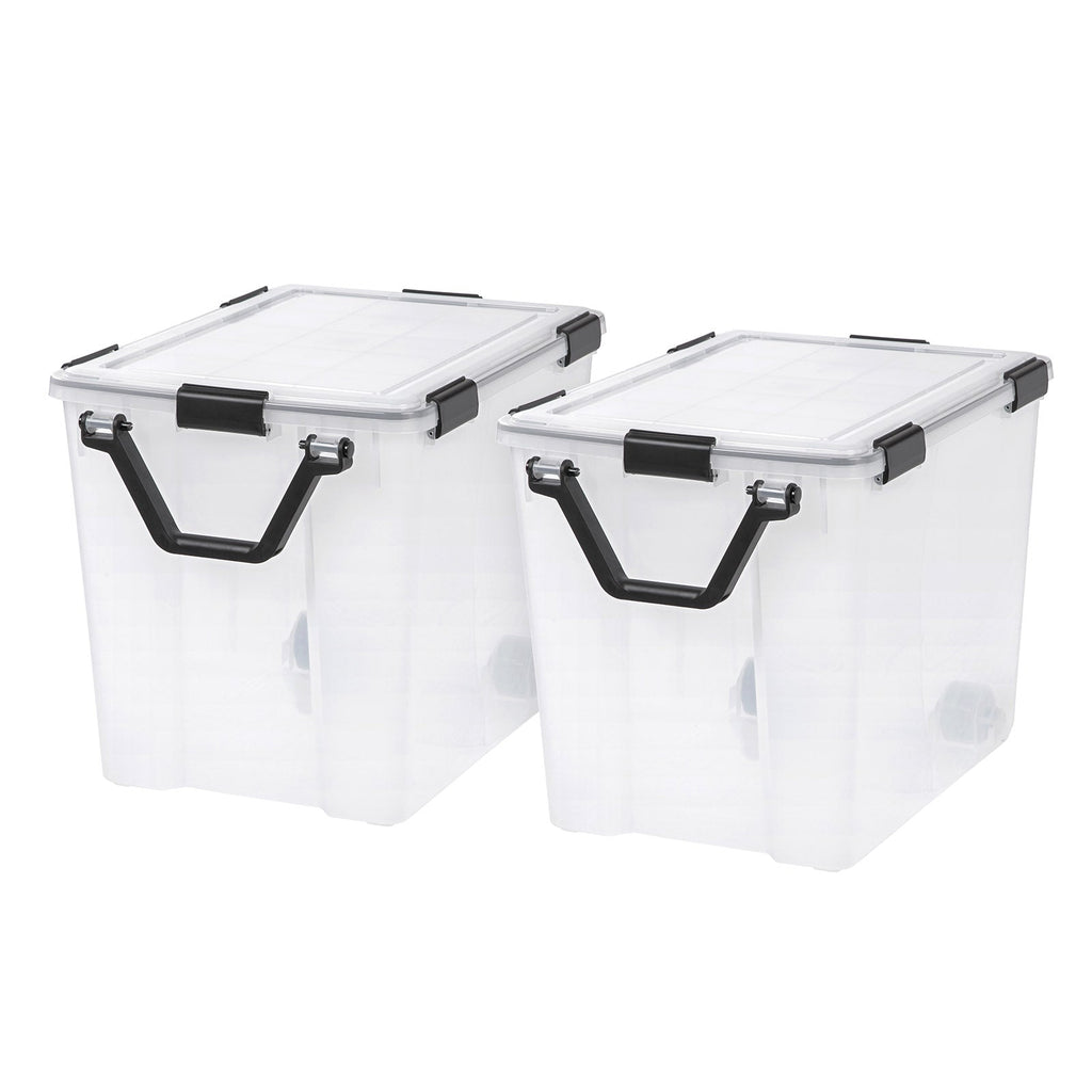 Iris USA 103 Quart Weatherpro Plastic Storage Box, Weathertight, Clear with