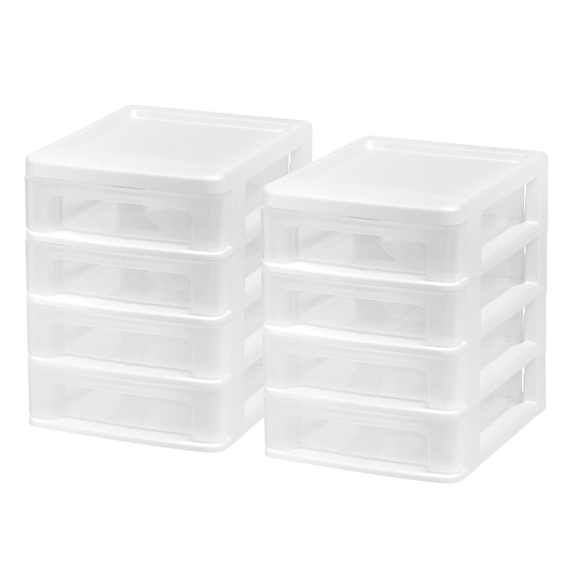 Iris USA 4 Slim Plastic Drawer Storage with Casters, White