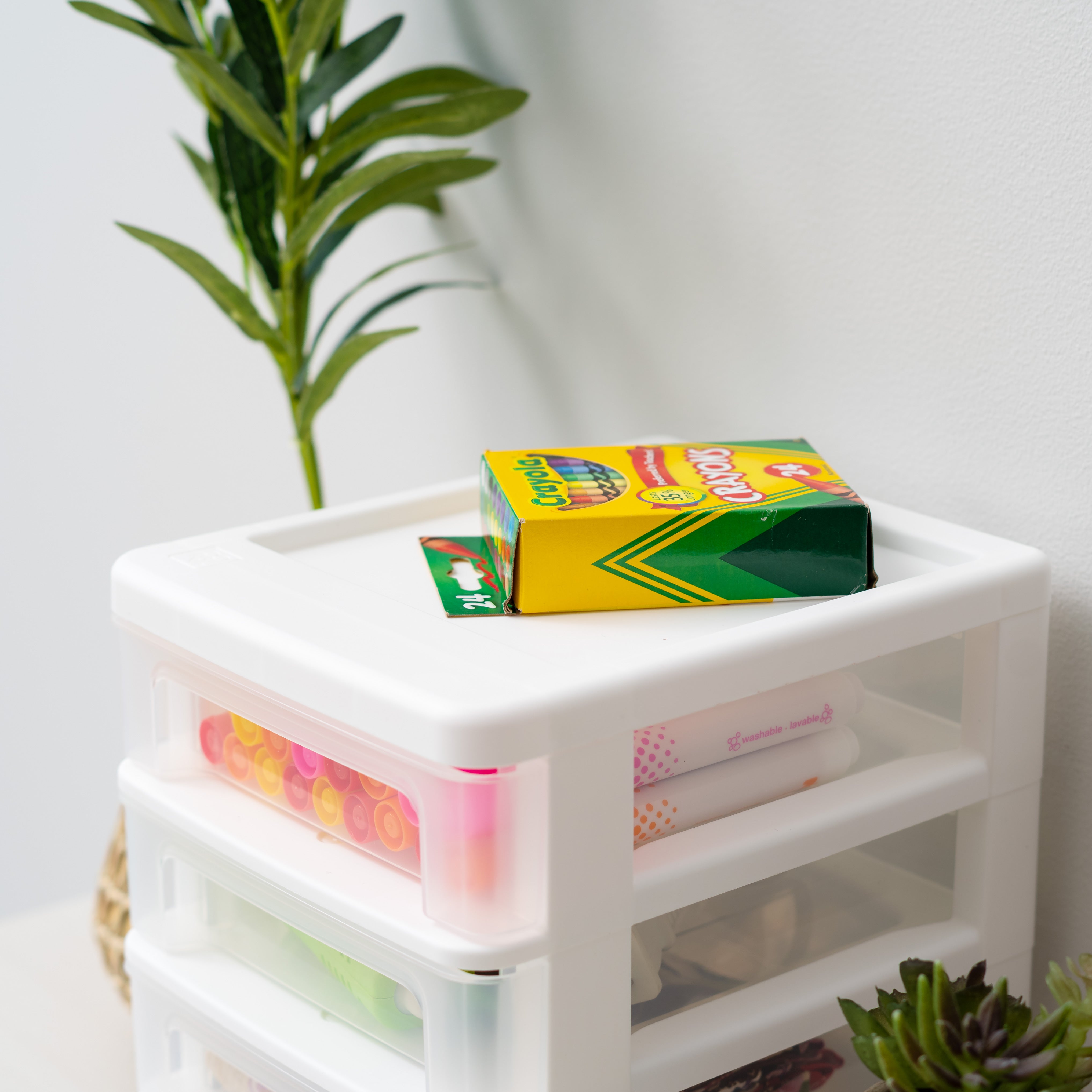 Rady マルチボックス アイリスフラワー Compact Desktop 4-Drawer System, White – IRIS USA