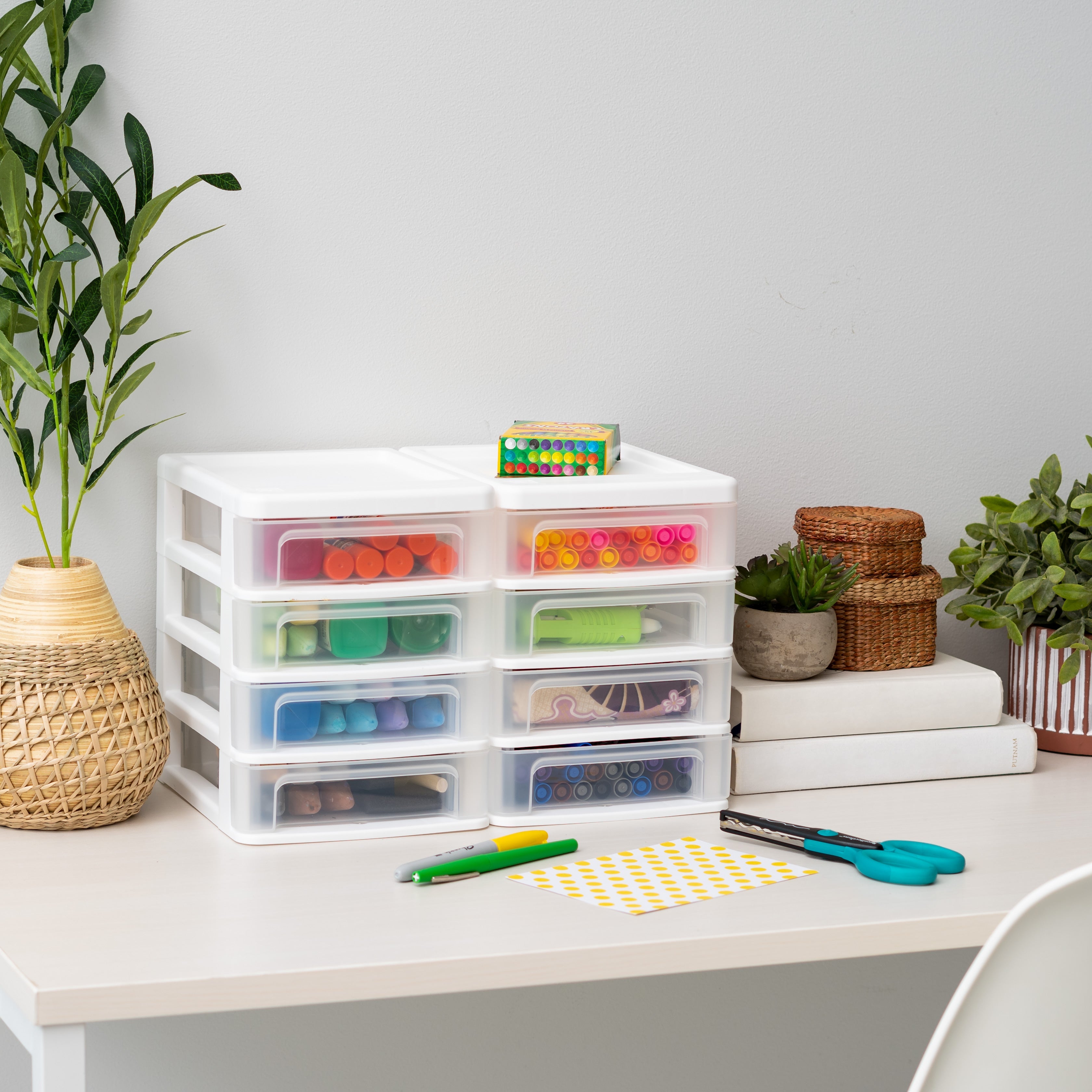 Compact Desktop 4-Drawer System, White – IRIS USA