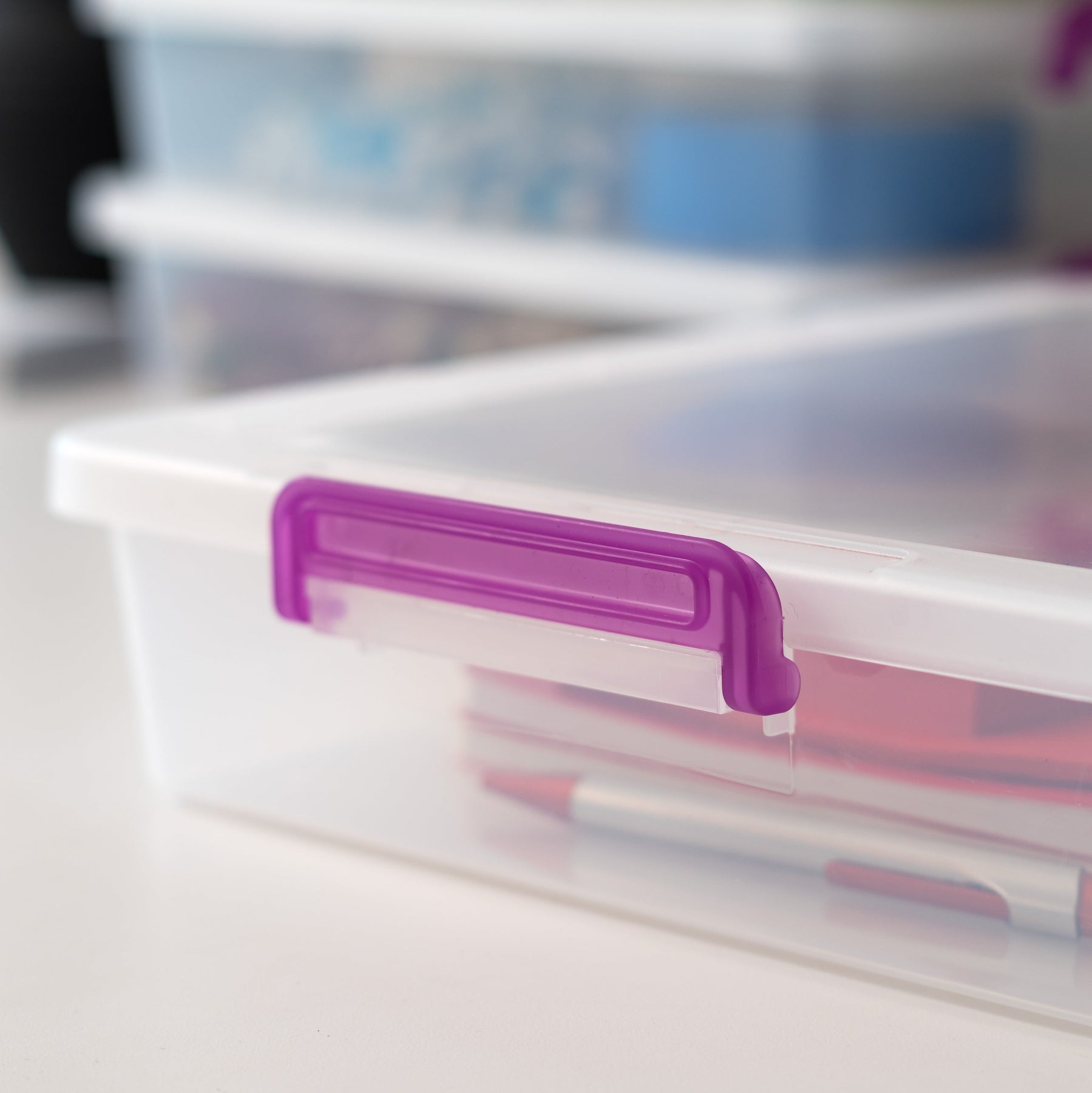 Large Modular Latching Box - Purple Handle, 6 Pack, Clear – IRIS USA, Inc.