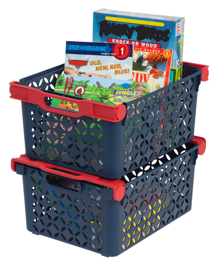 Boy's Large Decorative Basket, 8 Pack, Blue - IRIS USA, Inc.