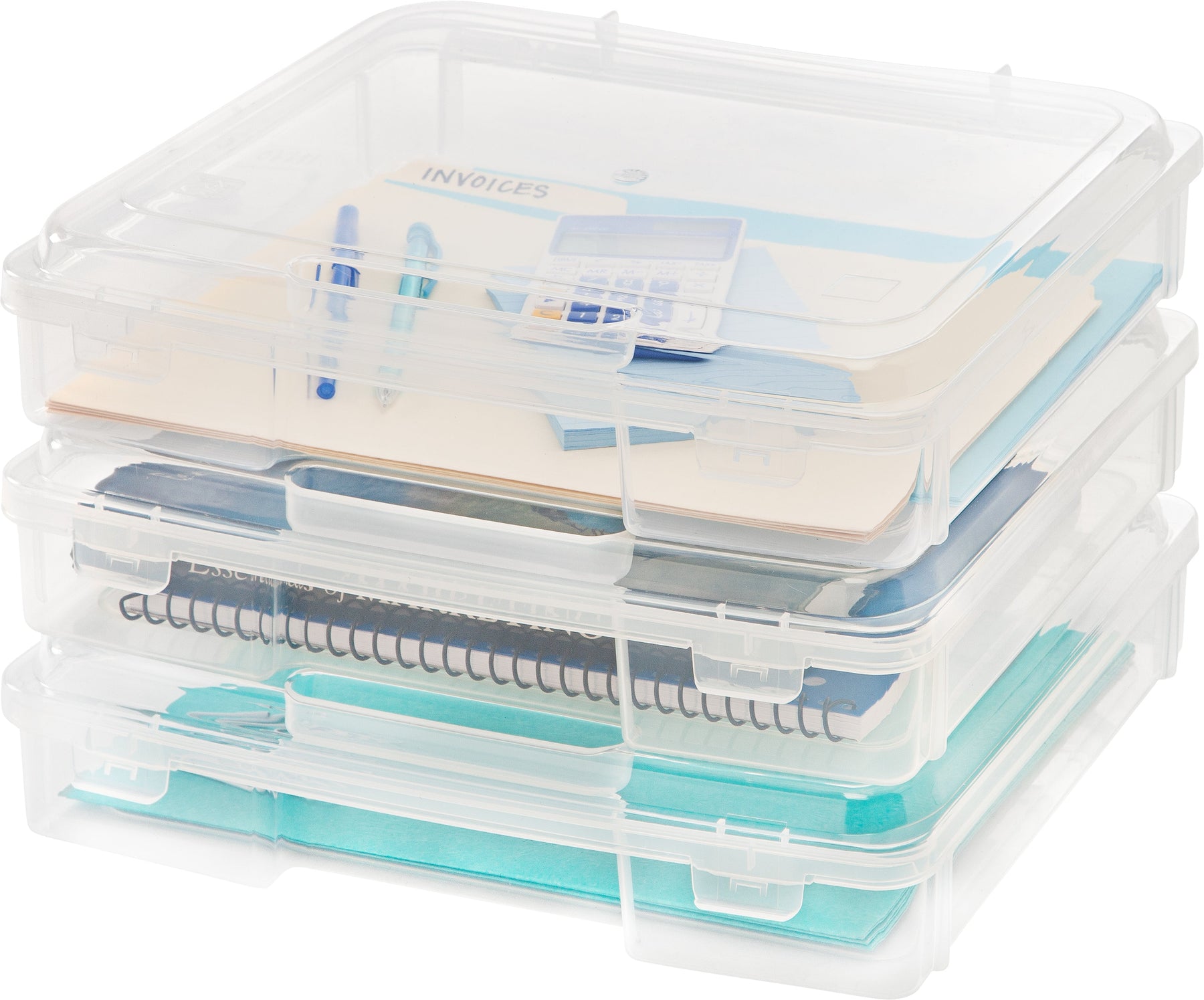 IRIS USA 10Pack 8.5 x 11 Portable Project Case Container with Snap-Tight  Latch, Clear