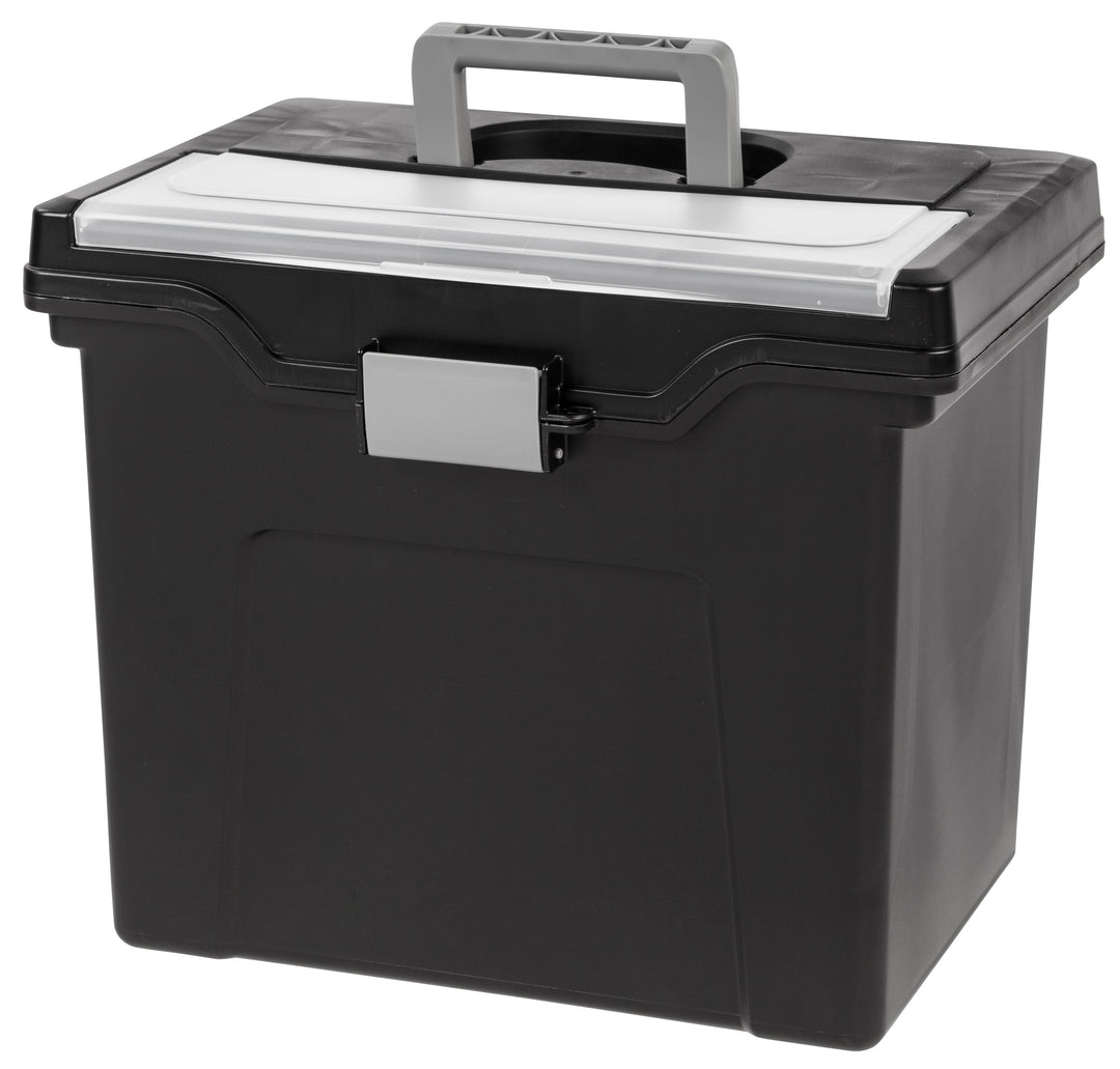 Letter Size Portable File Box With Organizer Lid, 4 Pack, Black - IRIS USA, Inc.