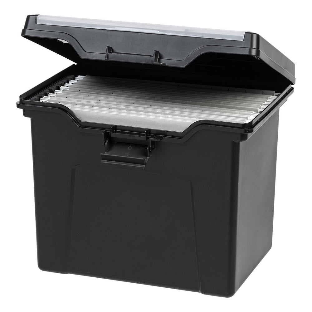 Letter Size Portable File Box With Organizer Lid, 2 Pack, Black - IRIS USA, Inc.
