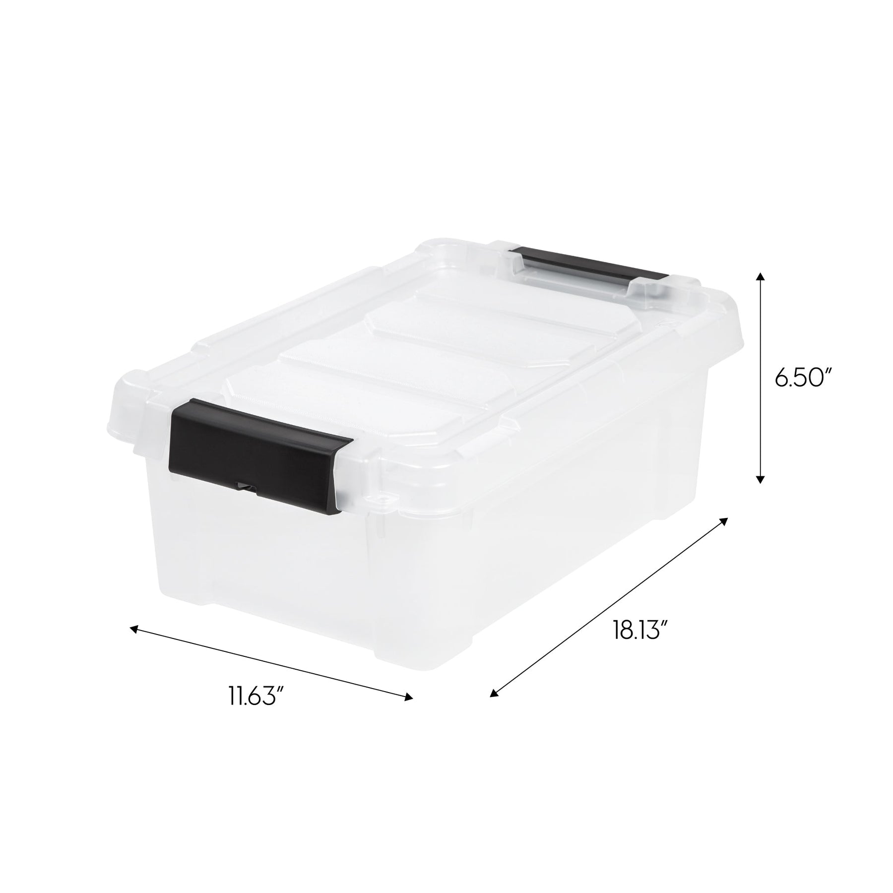 Iris 6.5 Gallon Clear Plastic Storage Boxes with Blue Lid, Pack of 4