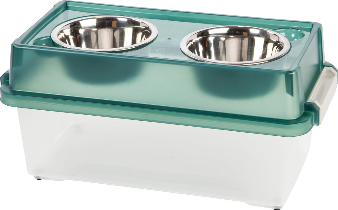 Medium Elevated Feeder with Airtight Storage, Green - IRIS USA, Inc.