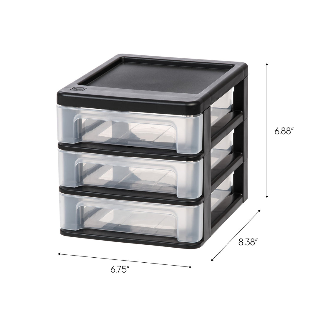 Mini 3 Drawer Desktop Organizer, Black, 2 Pack - IRIS USA, Inc.
