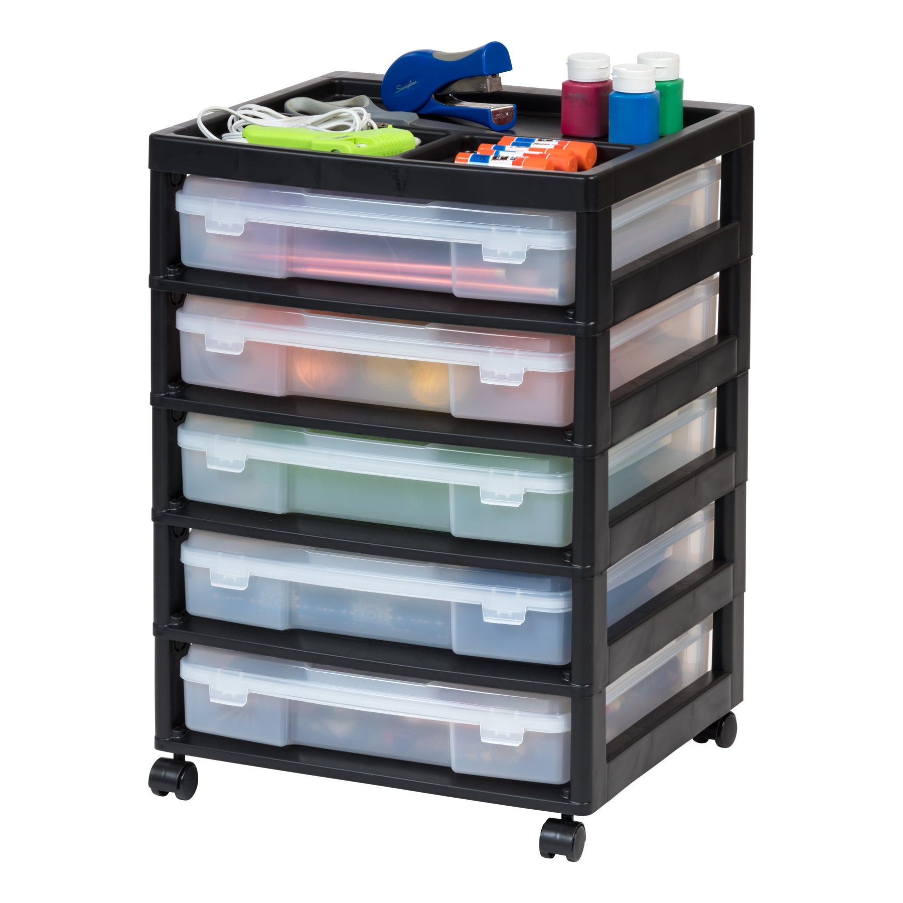 Iris 5 Case Scrapbook Storage Cart Black
