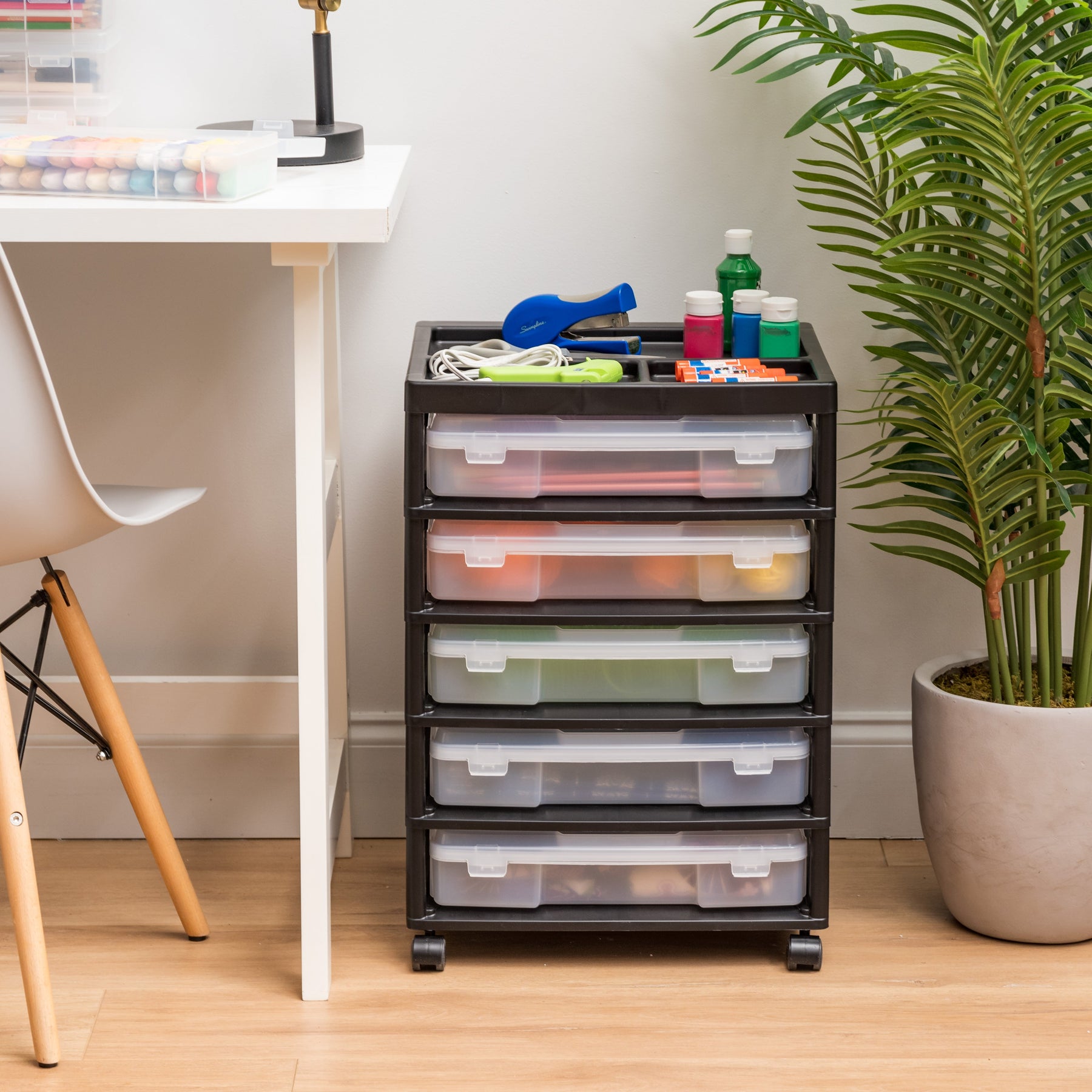 IRIS USA 6 Drawers Scrapbook Plastic Storage Cart with Organizer Top with  casters, Black, 1 unit - Foods Co.