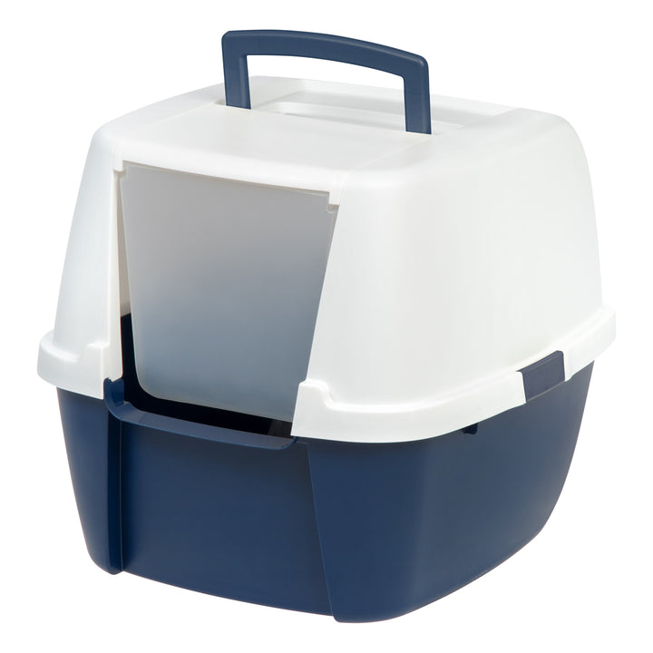 Jumbo Hooded Litter Box, Navy - IRIS USA, Inc.