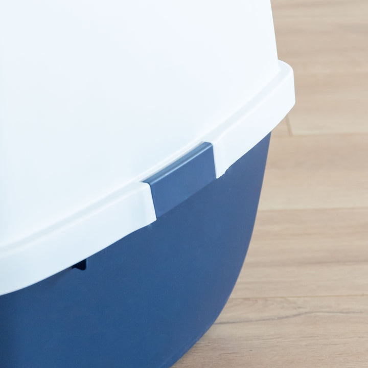 Jumbo Hooded Litter Box, Navy - IRIS USA, Inc.