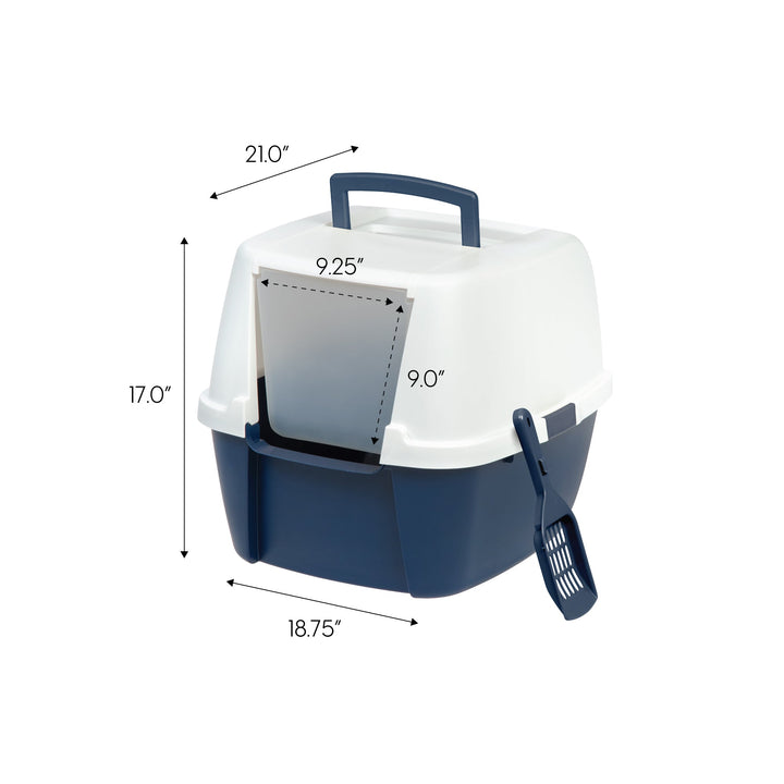 Jumbo Hooded Litter Box, Navy - IRIS USA, Inc.