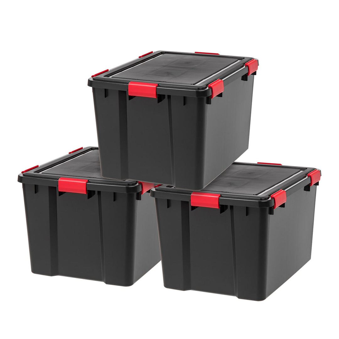 IRIS USA 74 Quart Weathertight Plastic Storage Bin Tote Organizing Container with Durable Lid and Seal and Secure Latching Buckles, 3 Pack - IRIS USA, Inc.