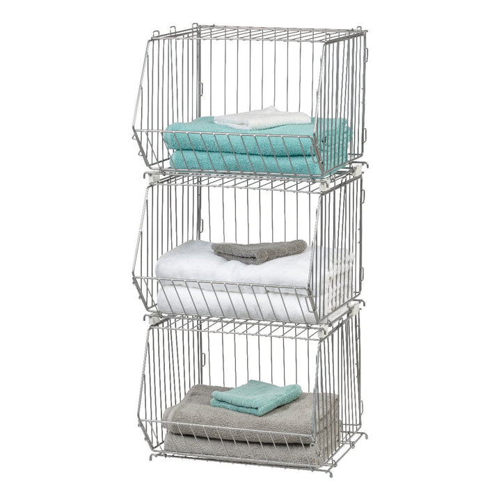 Modular Wire Stacking Storage Basket, Silver - IRIS USA, Inc.