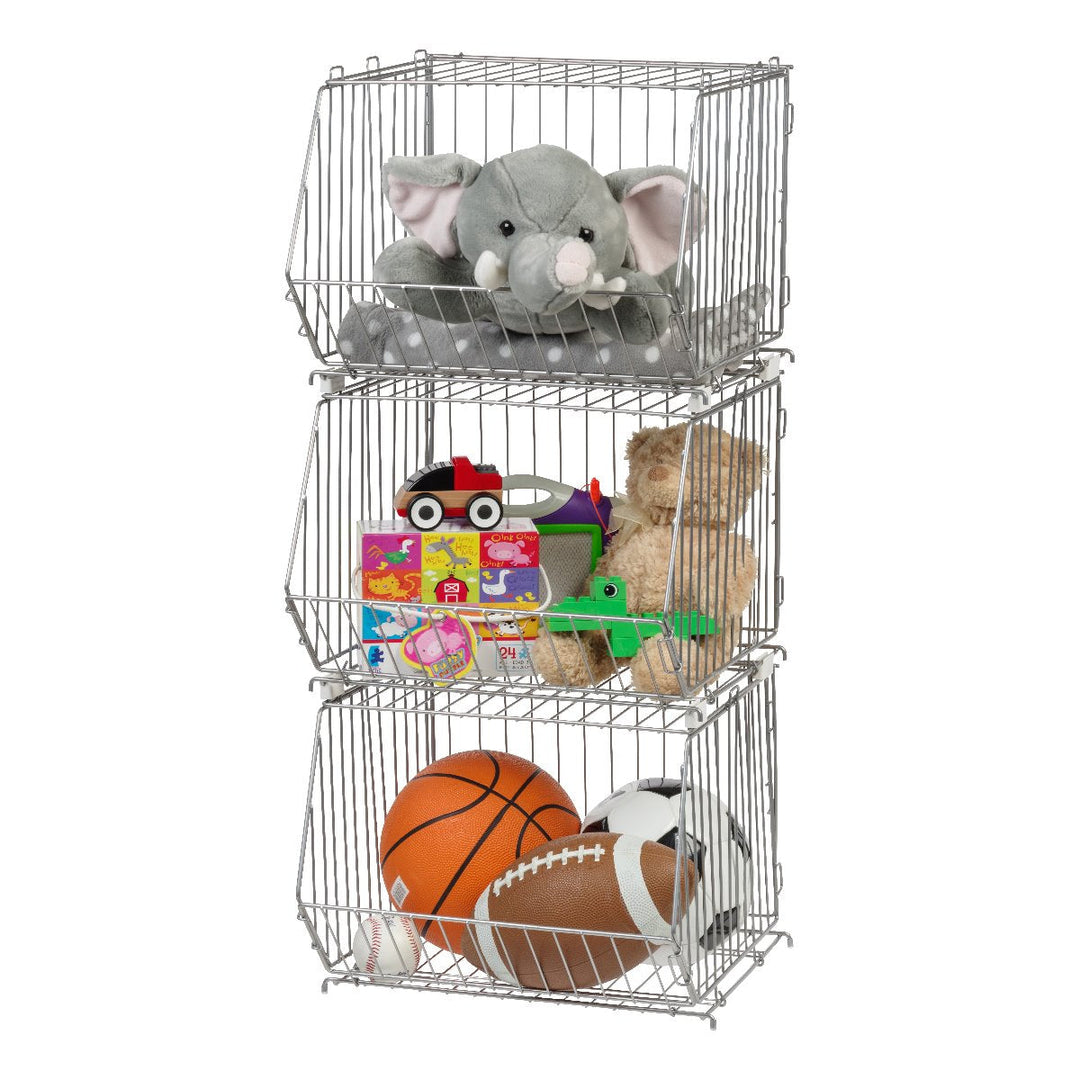 Modular Wire Stacking Storage Basket, Silver - IRIS USA, Inc.