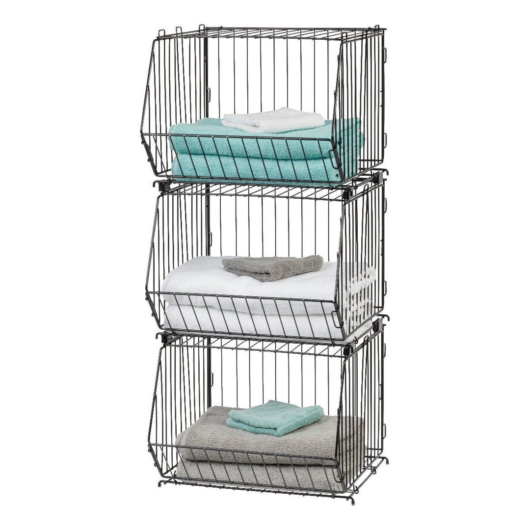 Modular Wire Stacking Storage Basket, Black - IRIS USA, Inc.