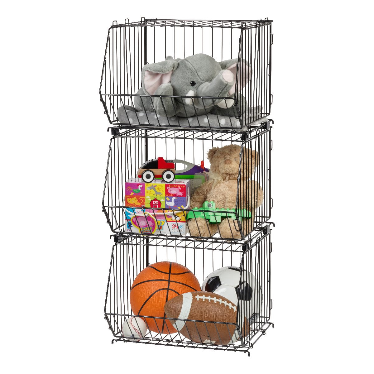 Modular Wire Stacking Storage Basket, Black | IRIS USA, Inc.