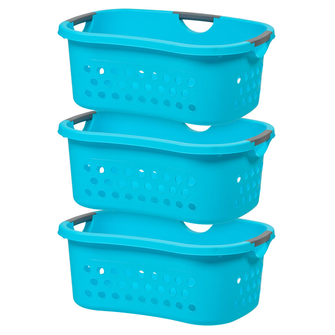 IRIS USA Hip Grip Laundry Basket, Laundry Organizer, Comfort Carry Plastic Laundry Basket with Hip Curve, 3 Handles for Easy Carry  - Large, Teal, 3 Pack - IRIS USA, Inc.