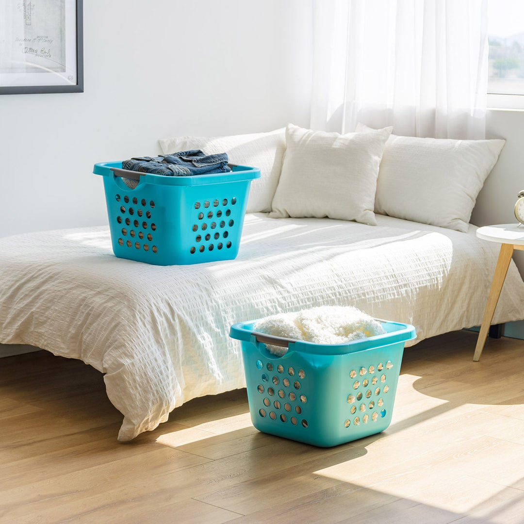 IRIS USA Square Laundry Basket, Laundry Organizer for the Closet, Dorm, Laundry Room and Bedroom, Small, Tall Laundry Storage - Medium, Teal, 2 Pack - IRIS USA, Inc.