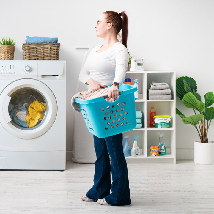 IRIS USA Square Laundry Basket, Laundry Organizer for the Closet, Dorm, Laundry Room and Bedroom, Small, Tall Laundry Storage - Medium, Teal, 2 Pack - IRIS USA, Inc.