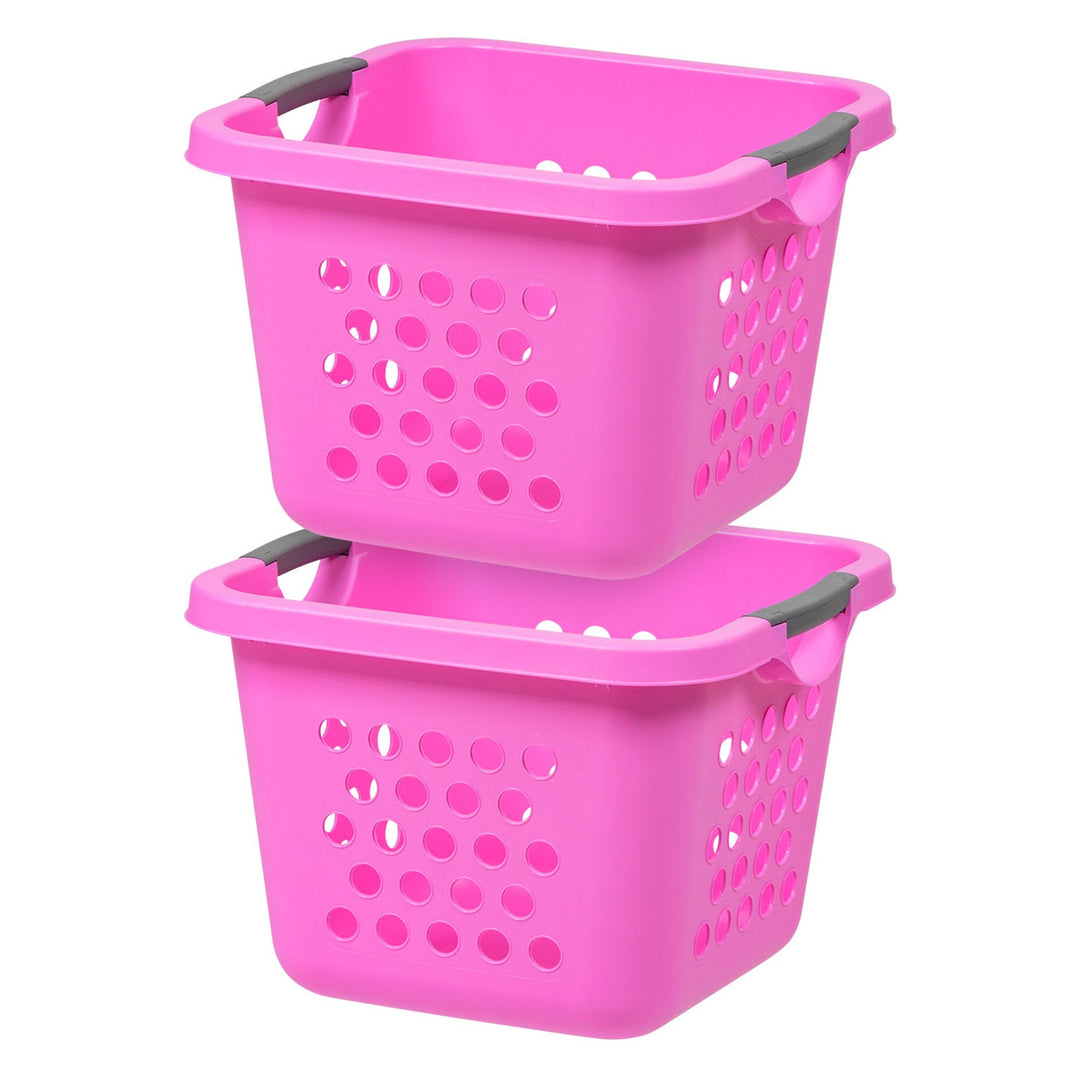 IRIS USA Square Laundry Basket, Laundry Organizer for the Closet, Dorm, Laundry Room and Bedroom, Small, Tall Laundry Storage - Medium, Pink, 2 Pack - IRIS USA, Inc.