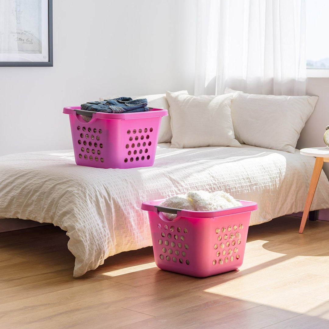 IRIS USA Square Laundry Basket, Laundry Organizer for the Closet, Dorm, Laundry Room and Bedroom, Small, Tall Laundry Storage - Medium, Pink, 2 Pack - IRIS USA, Inc.