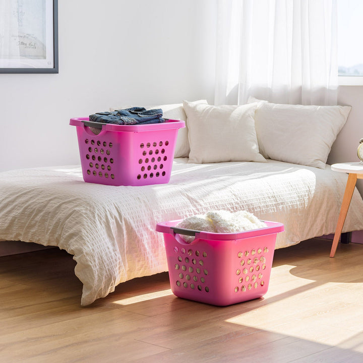 IRIS USA Square Laundry Basket, Laundry Organizer for the Closet, Dorm, Laundry Room and Bedroom, Small, Tall Laundry Storage - Medium, Pink, 2 Pack - IRIS USA, Inc.