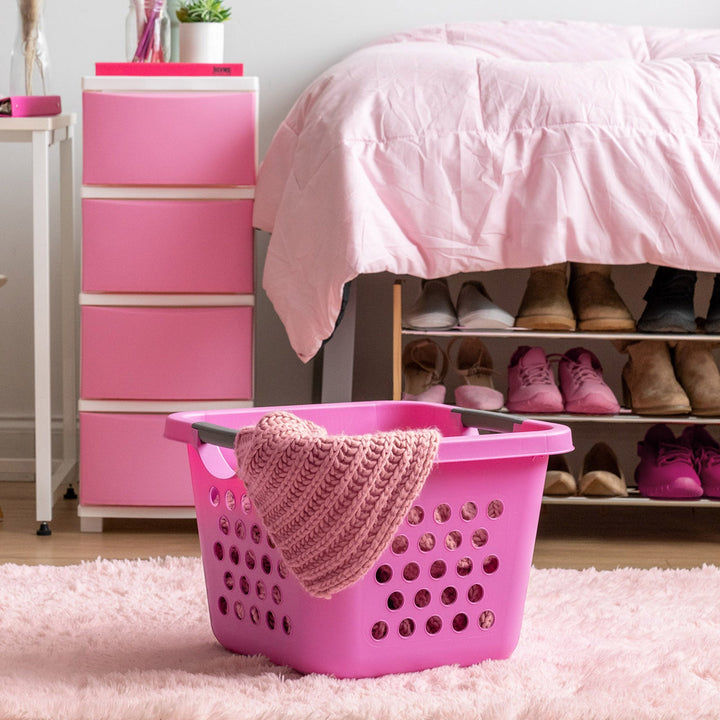 IRIS USA Square Laundry Basket, Laundry Organizer for the Closet, Dorm, Laundry Room and Bedroom, Small, Tall Laundry Storage - Medium, Pink, 2 Pack - IRIS USA, Inc.