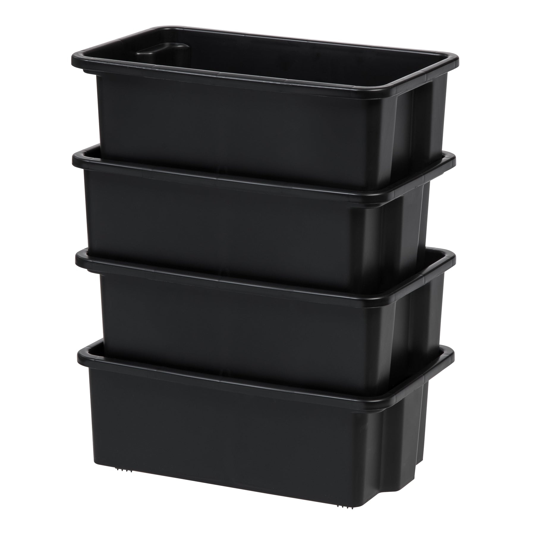 Iris Small Stacking Storage Tray, 4 Pack, Black