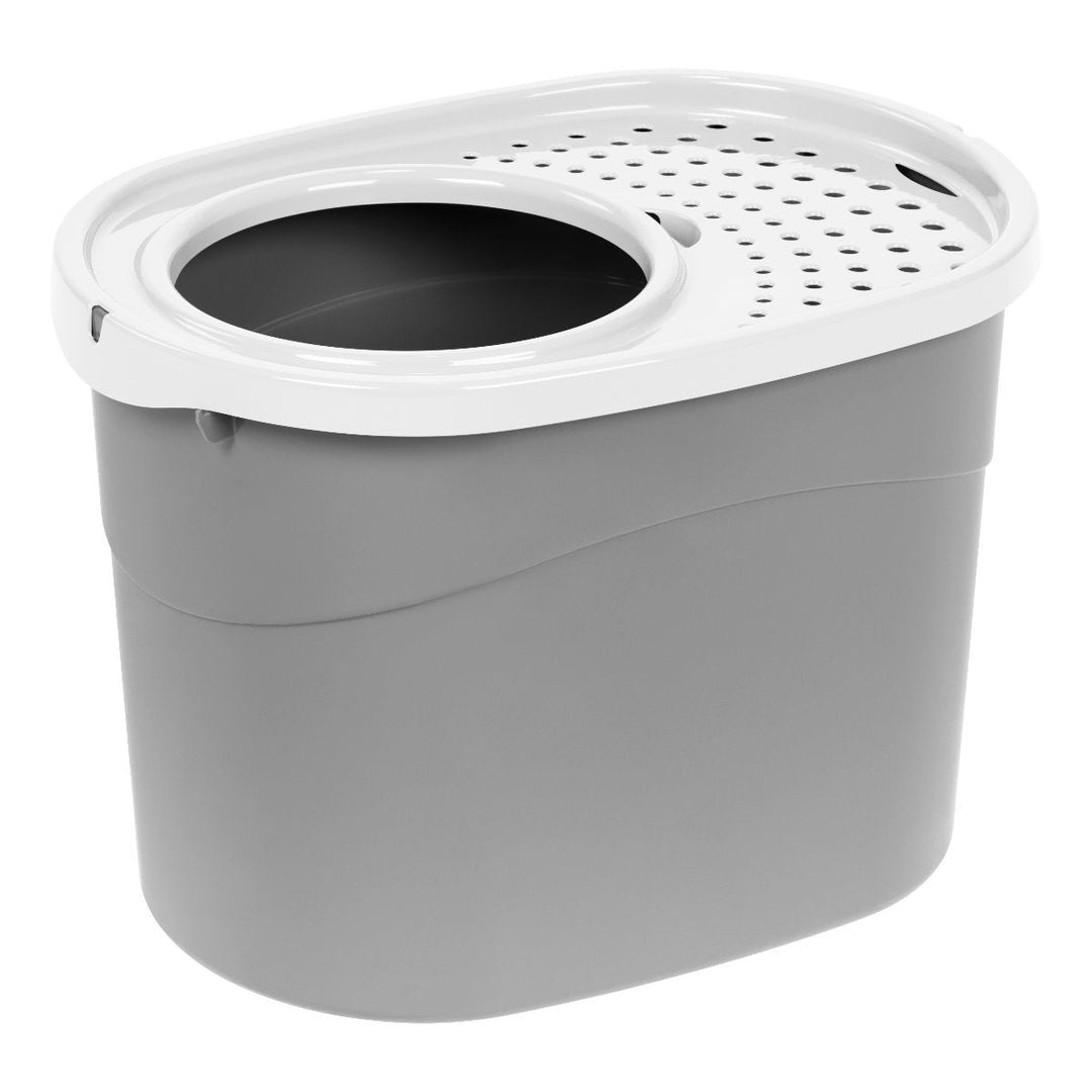 Top Entry Cat Litter Pan with Perforated Lid - image 1#color_gray-wht