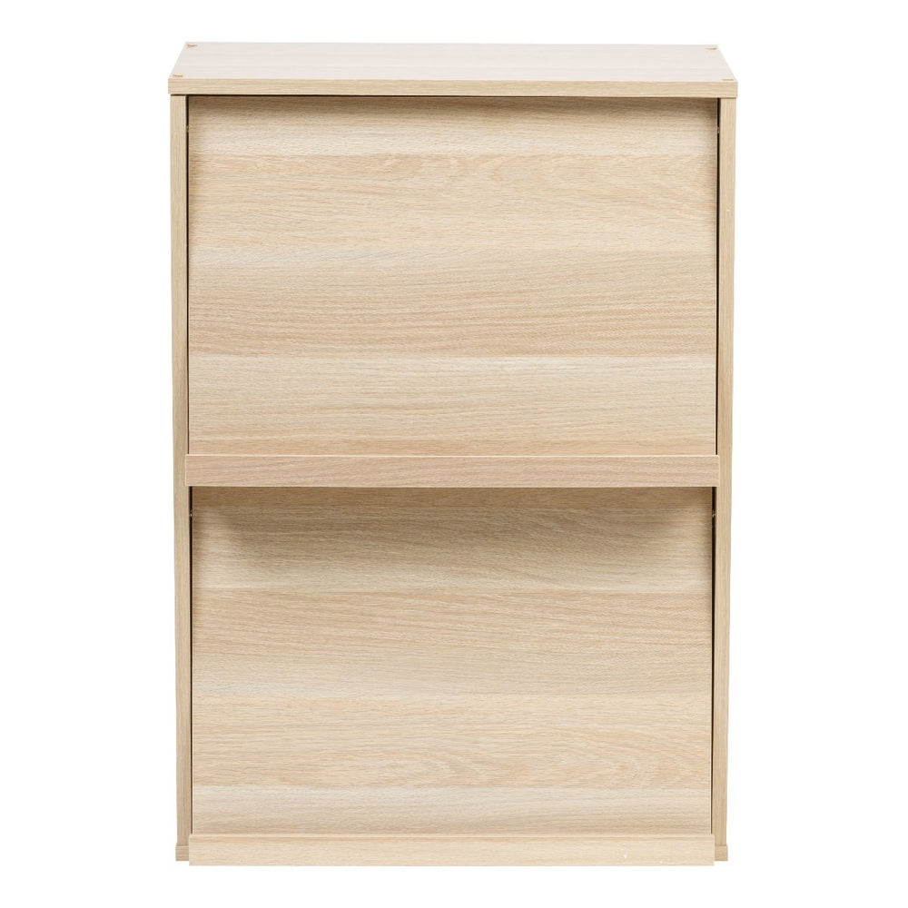2-Tier Wood Shelf with Pocket Doors, Light Brown, Collan Series - IRIS USA, Inc.