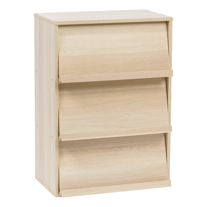 3-Tier Wood Shelf with Pocket Doors, Light Brown, Collan Series - IRIS USA, Inc.