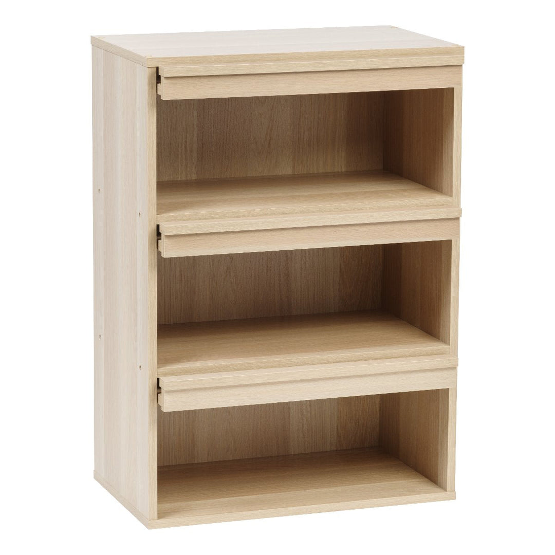 3-Tier Wood Shelf with Pocket Doors, Light Brown, Collan Series - IRIS USA, Inc.