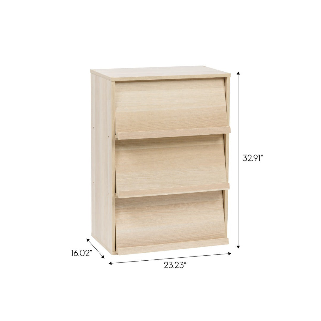 3-Tier Wood Shelf with Pocket Doors, Light Brown, Collan Series - IRIS USA, Inc.