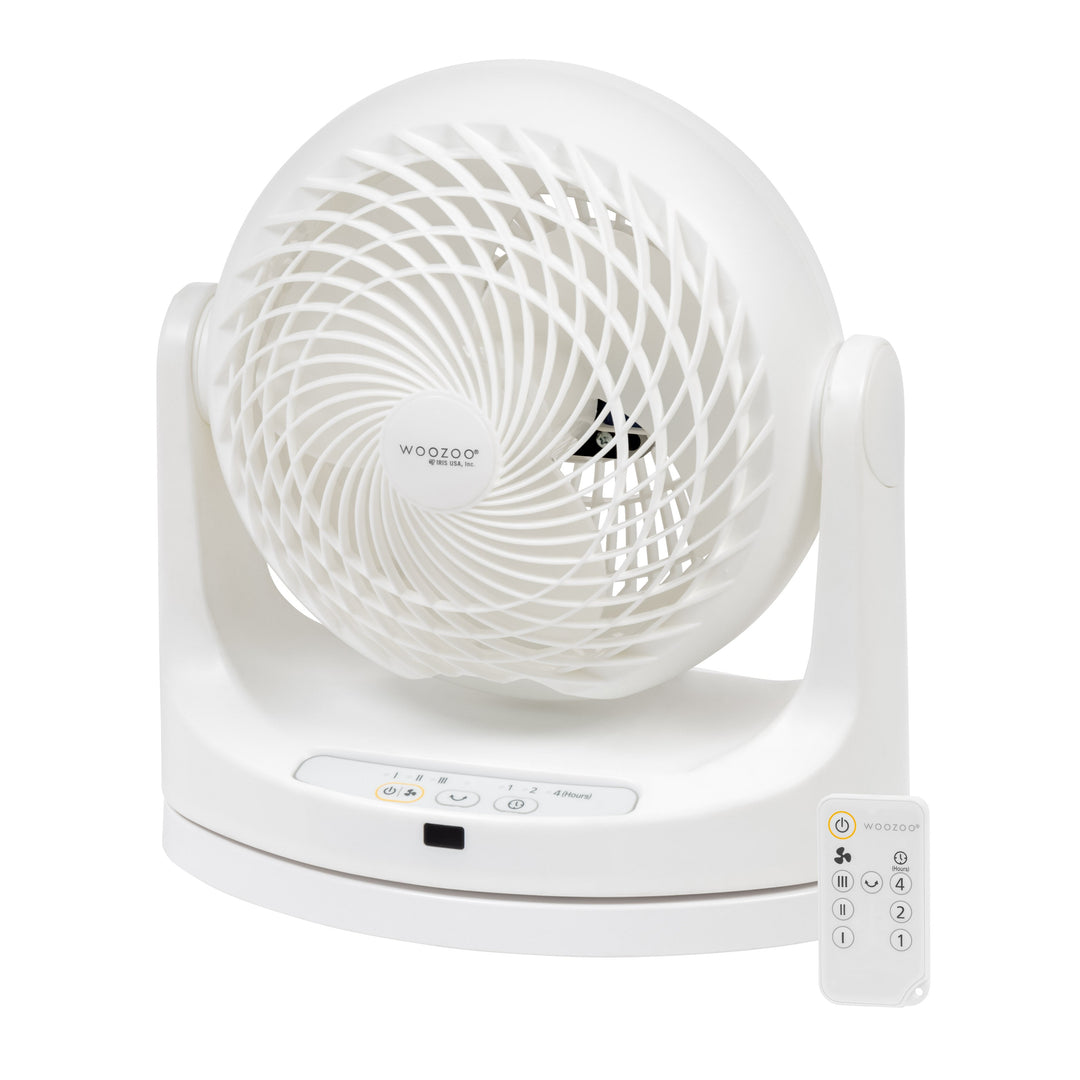 WOOZOO Oscillating Air Circulator Fan with Remote Control, White - IRIS USA, Inc.
