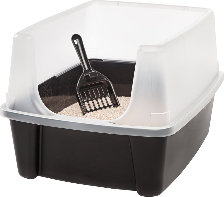 Litter Box with Shield and Scoop, Black - IRIS USA, Inc.